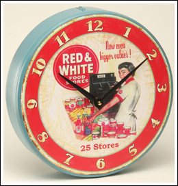 Red & White Stores Kitchen Clock 