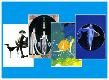 Erte Symphony in Black Notecards 